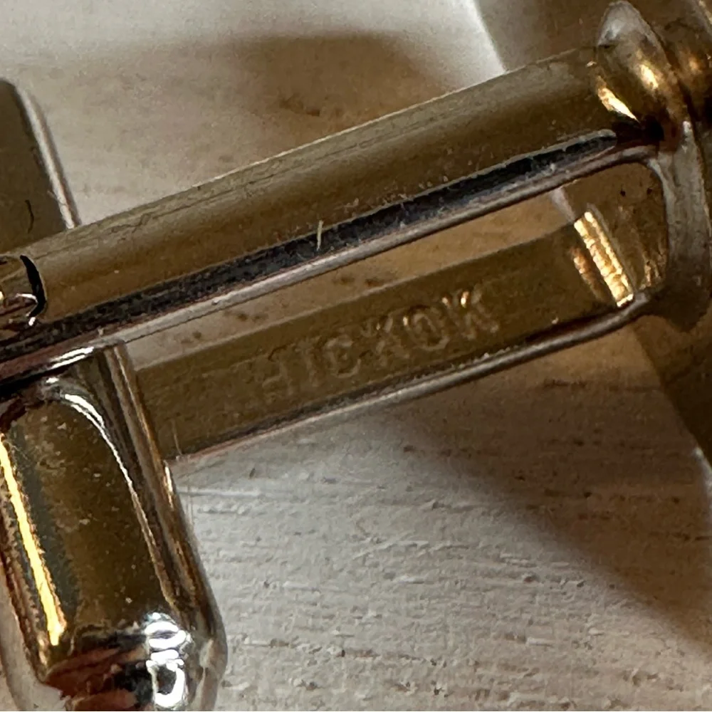 Hickok Vintage Mid Century M Monogram Initial Tie Clip & Cuff Link Set